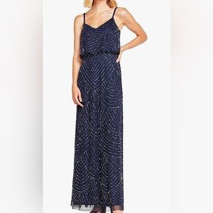 Adrianna Pappell Navy Beaded Maxi Dress